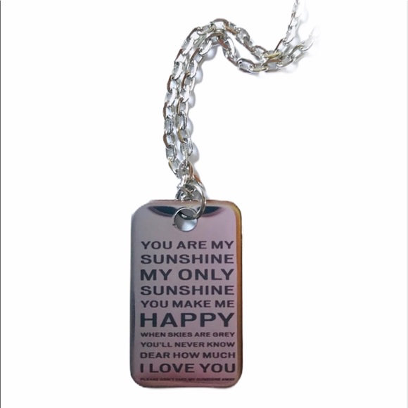 Necklace You are My Sunshine Full Song Stainless Steel Pendant Necklace - Picture 4 of 4